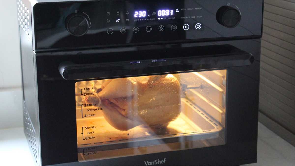 Rotisserie chicken cooking