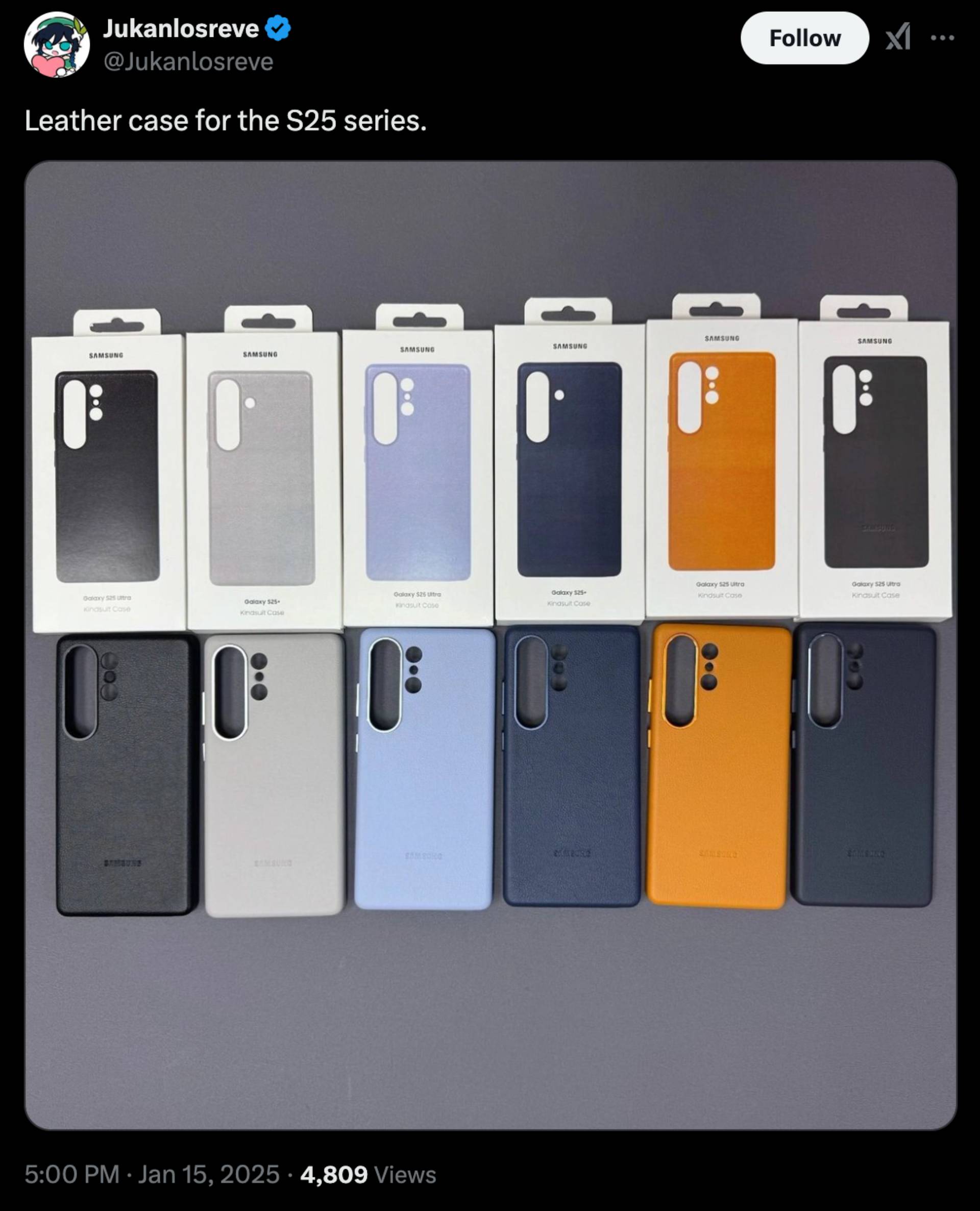 Samsung Galaxy S25 series leather cases leak Jukanlosreve