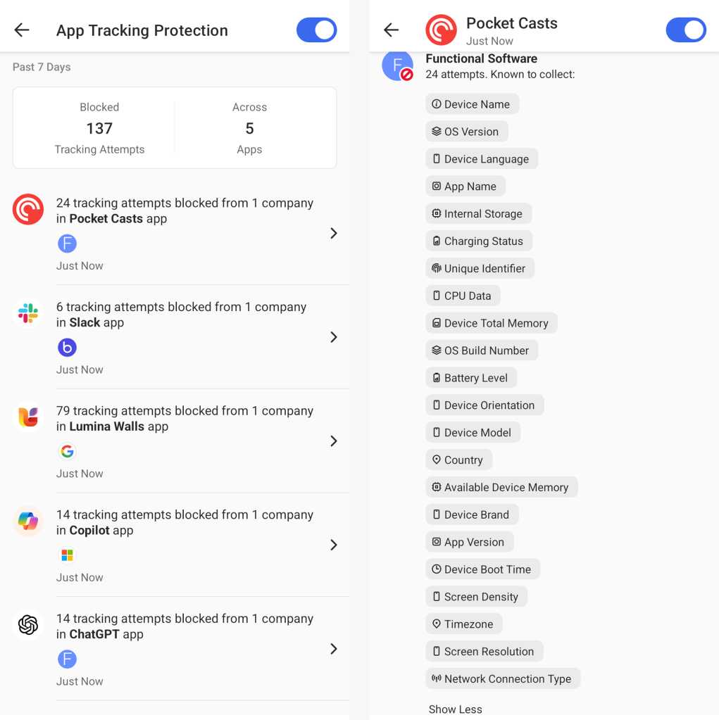 Android privacy: App tracking