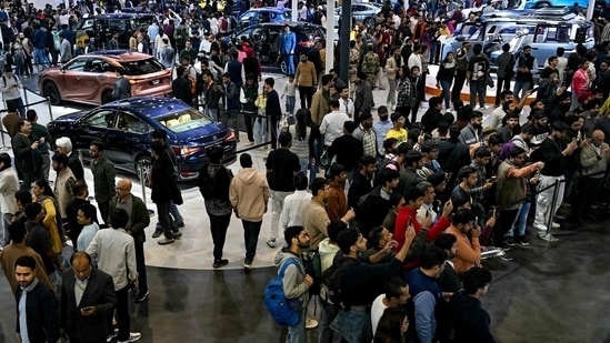 Over a period of five days, the exhibits have garnered more than 5 lakh visitors according to the expo website. The exhibits were held at Bharat Mandapam and Yashobhoomi in Delhi as well as India Expo Centre and Mart, Greater Noida.(Money Sharma/AFP)