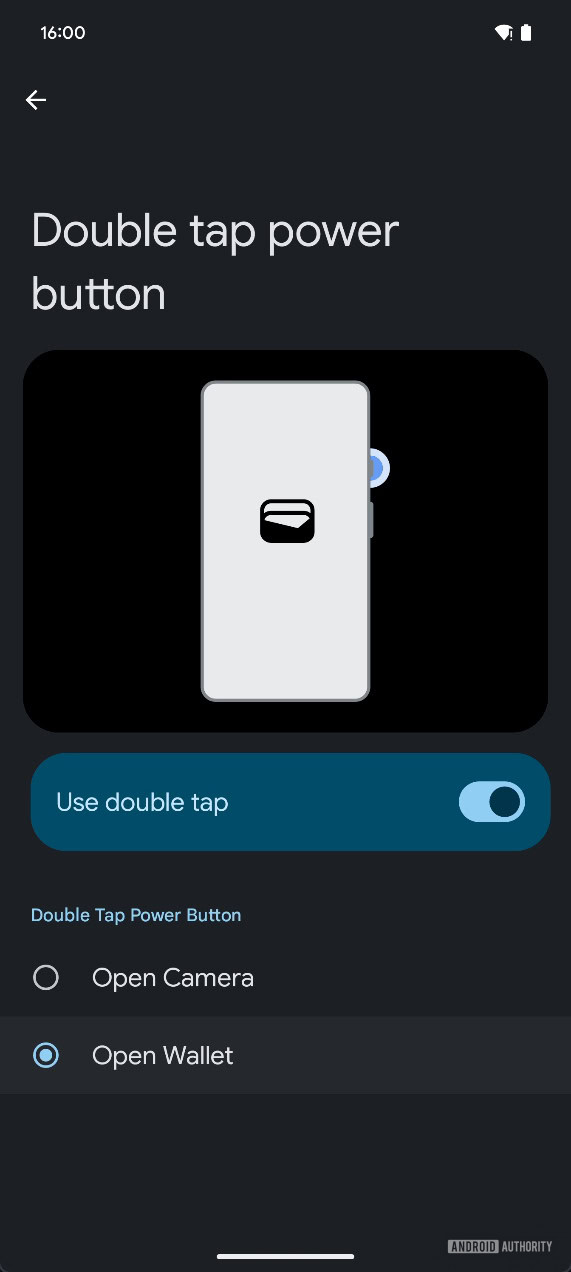 Double tap power button open wallet in Android 15 QPR2 B3