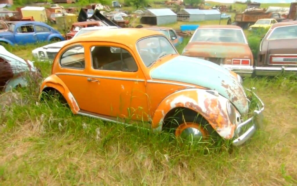 Random field in the Midwest is full to the brim of American classic cars shrouded in mystery