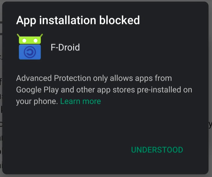 App installation blocked by APP