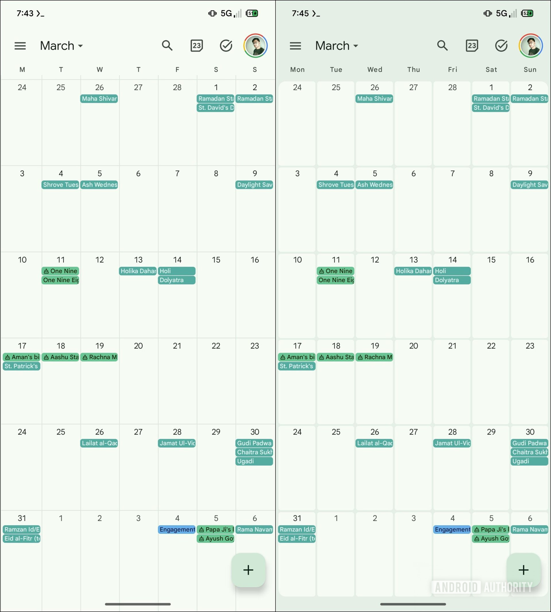 calendar old new UI 2