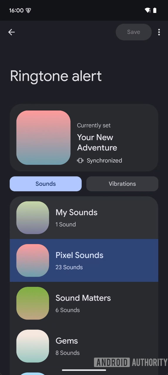 1a Pixel Sounds with new vibration tab for ringtones