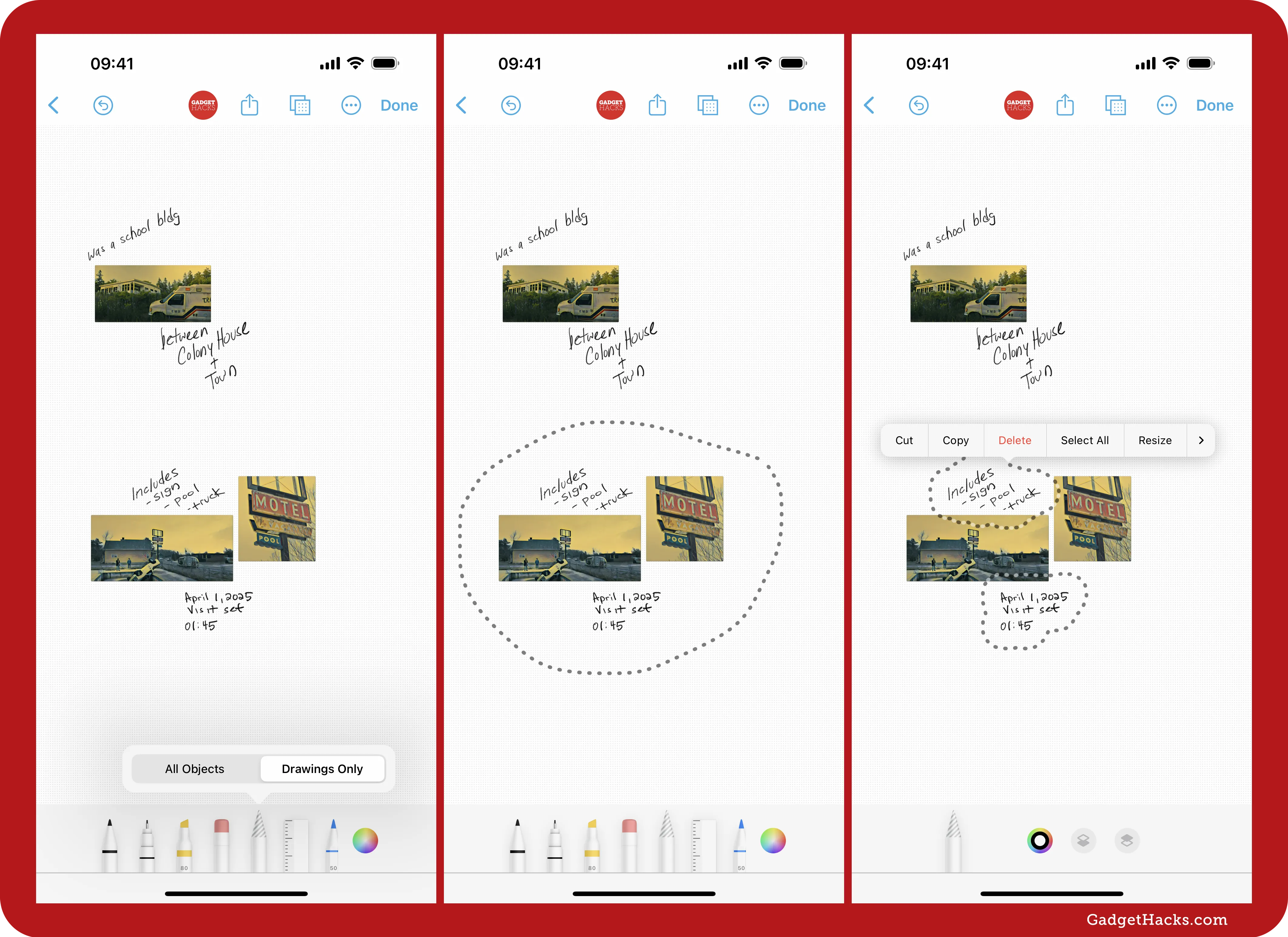 You can select only drawings when using the Lasso tool in Freeform.