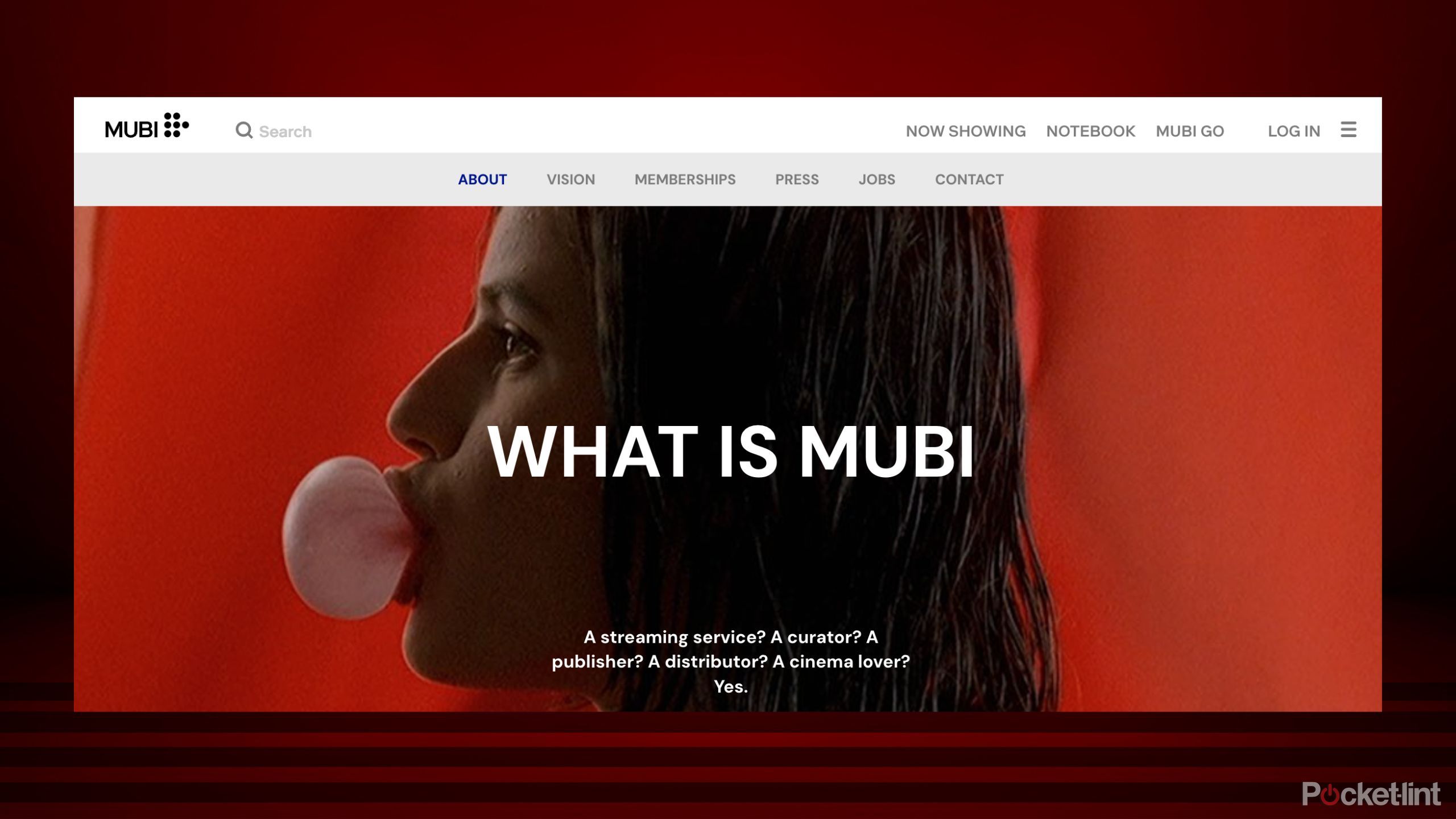 A screenshot of Mubi's browser homepage.