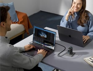 Two laptops can charge rapidly at the same time from the Anker charger