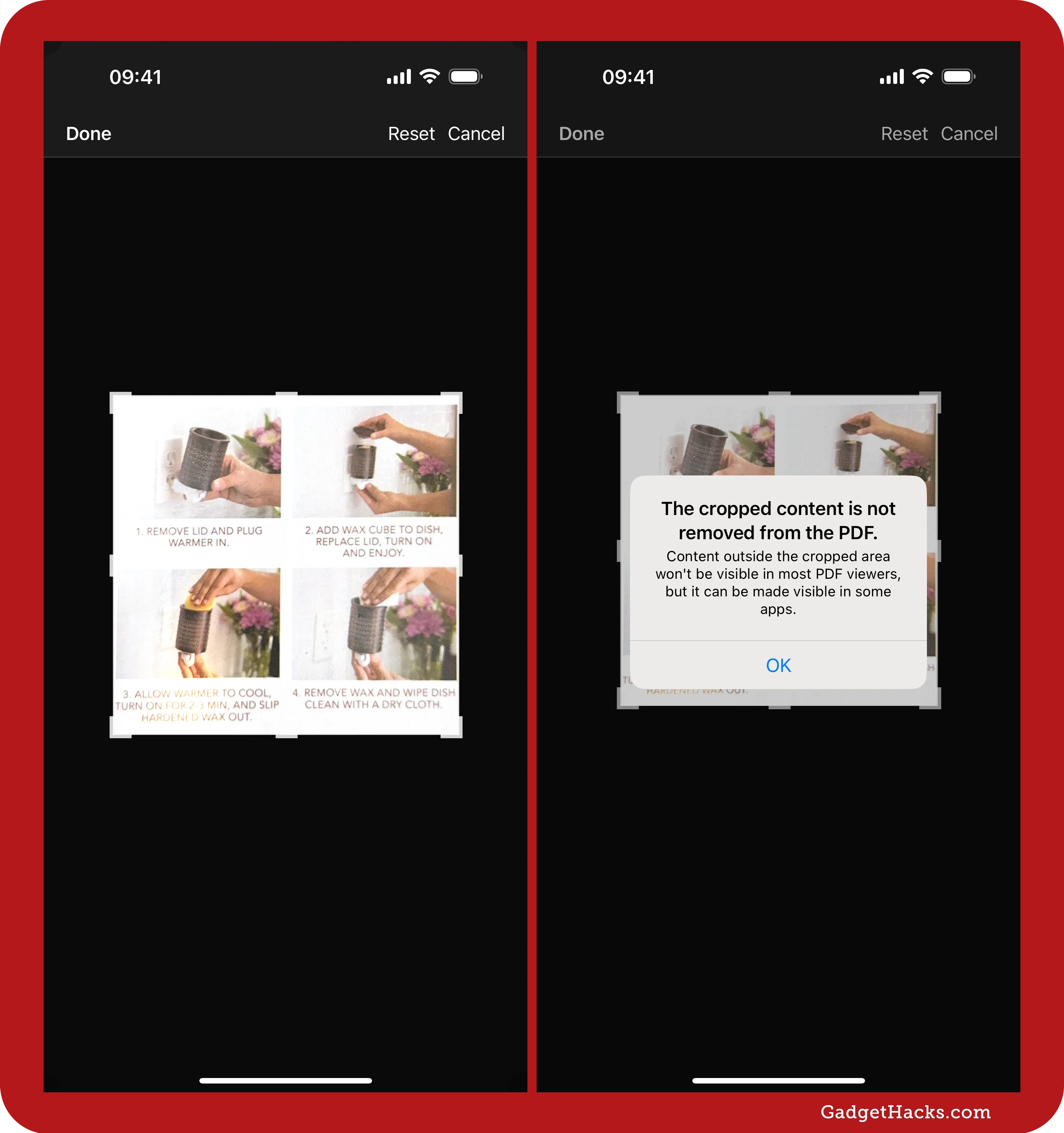 iOS 18.3's screenshot service will now warn you when cropping PDFs that the cropped out area may be visible in some apps.