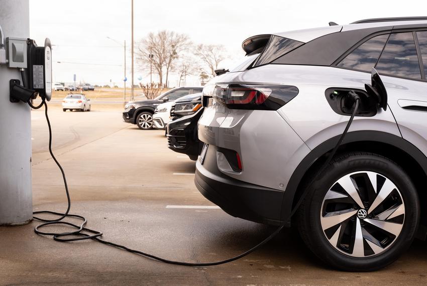 A VW ID.4 EV charges at Gorman McCracken in Longview on Monday January 27, 2025.