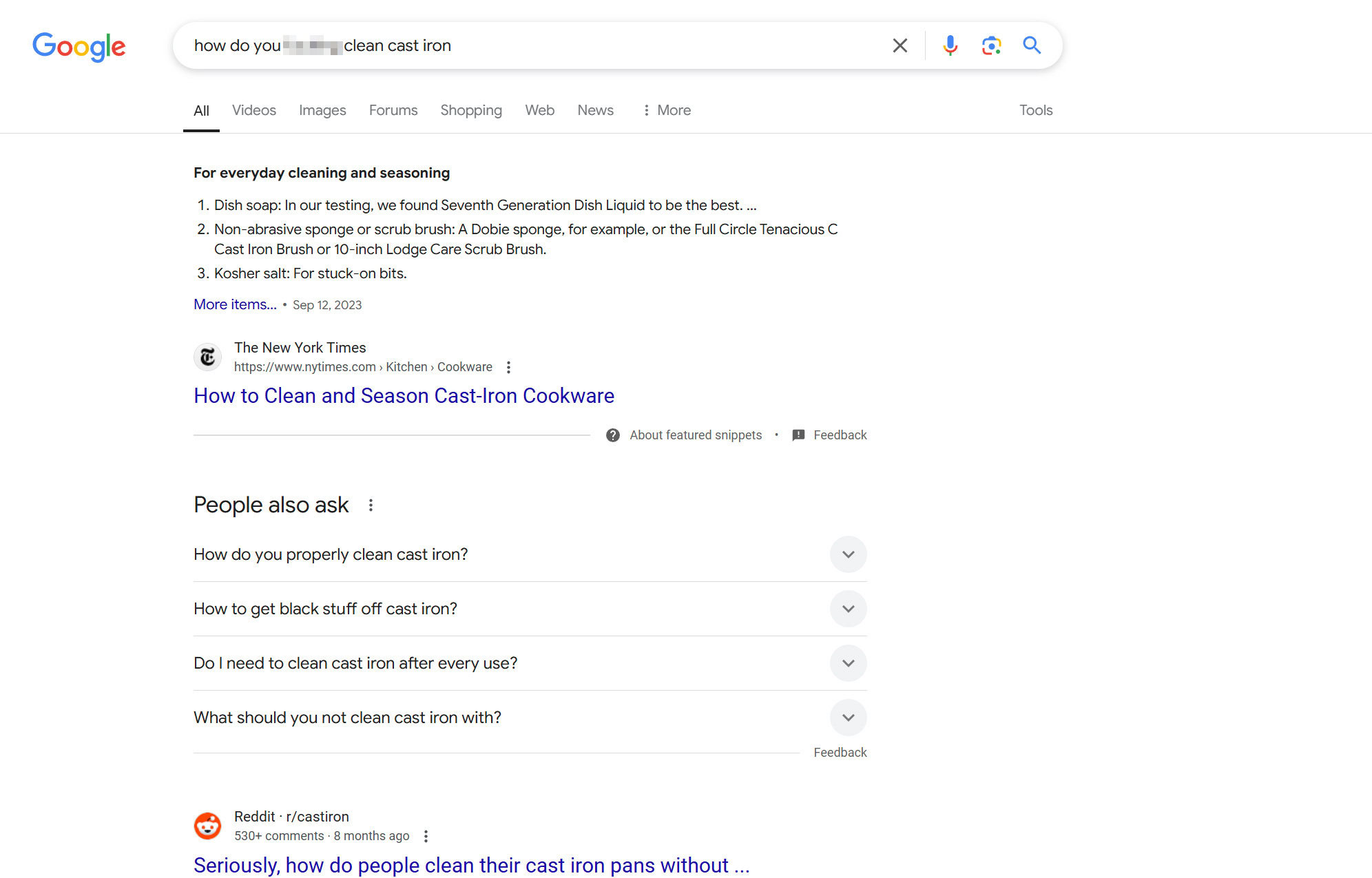 Google Search with cursing, and AI Overviews disabled