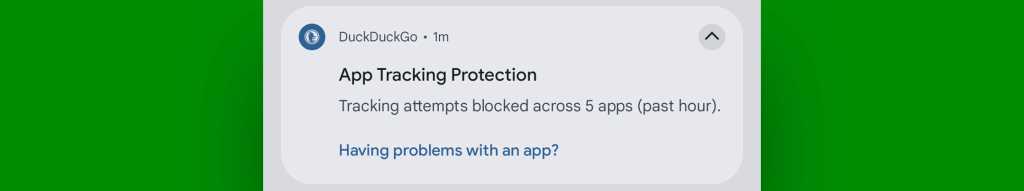 Android privacy: App tracking — DuckDuckGo notification