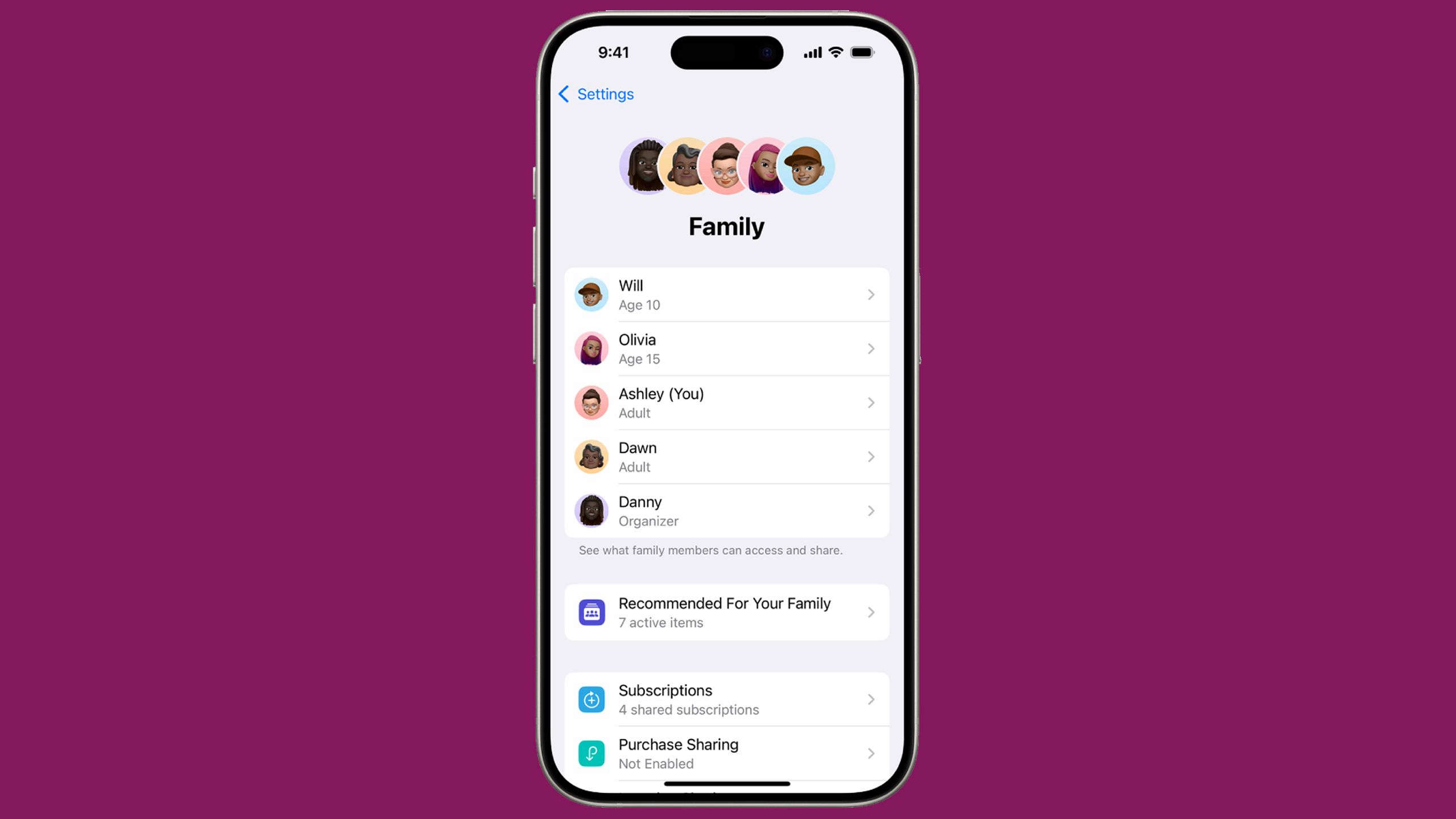 Family Sharing in iOS 18.