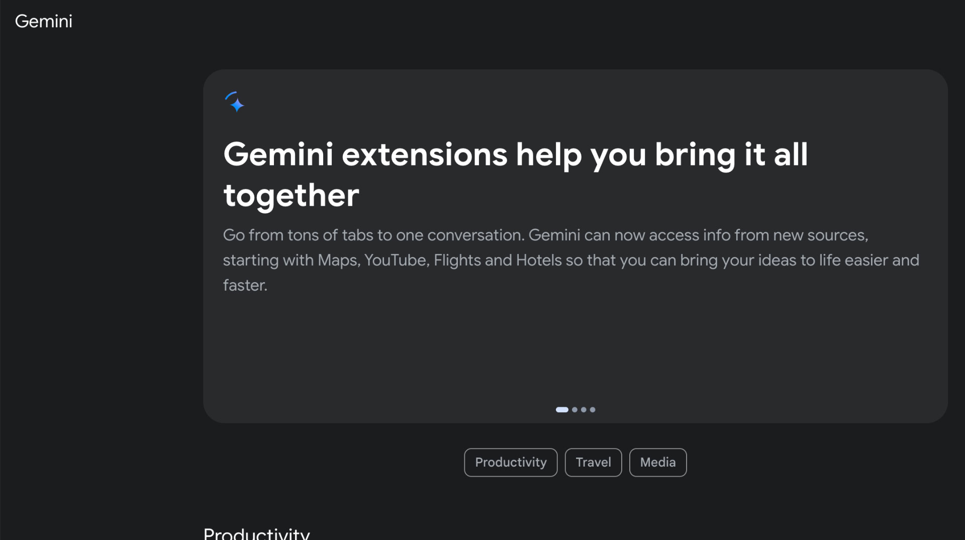 Gemini estensions home page