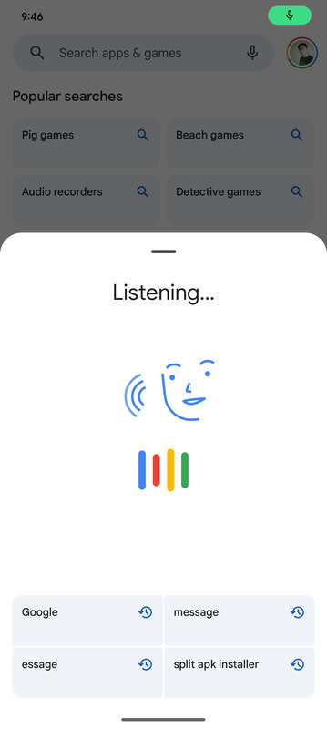 Google Play Store new voice search UI