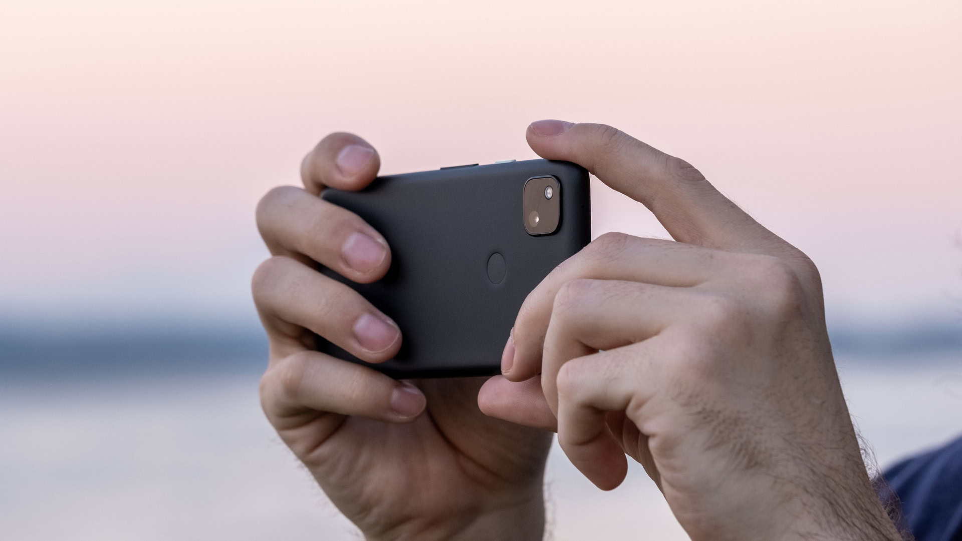 Google Pixel 4a taking a photo horizontal