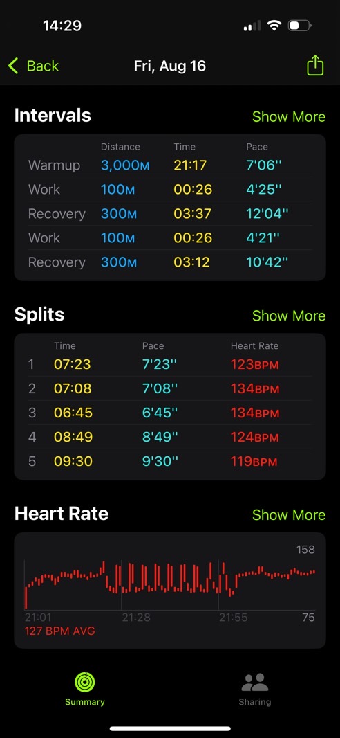 Strides workout summary: Apple Watch SE 2.