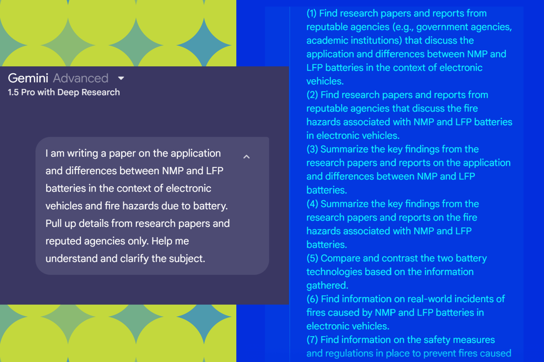 Query and response from Gemini Deep Research.