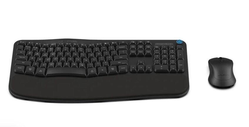 JLab Flow Keyboard and Mouse products beside each other