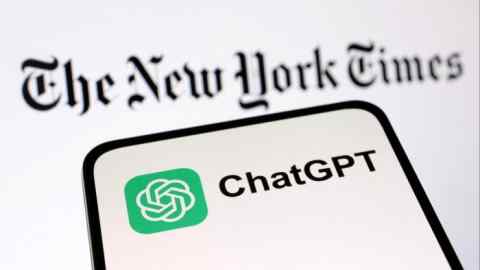 The logos of The New York Times and ChatGPT