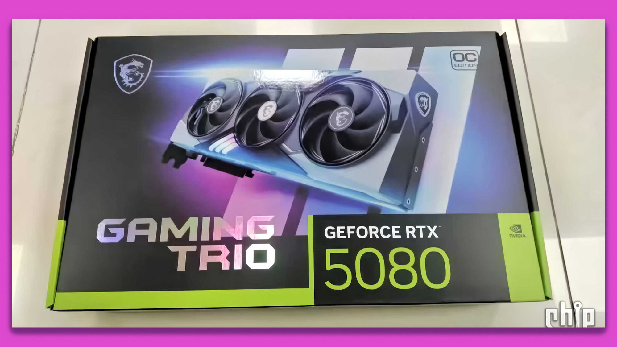 The purported retail packaging for the MSI Gaming Trio RTX 5080 graphics card