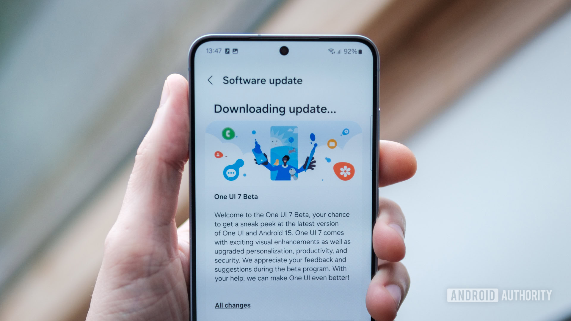 Samsung One UI 7 beta downloading