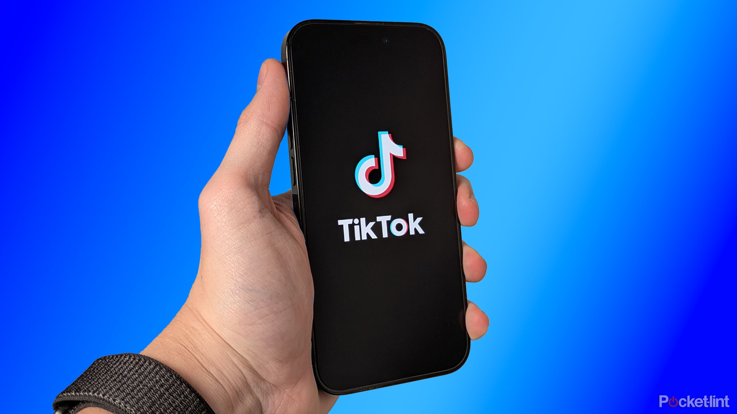 TikTok app on blue background