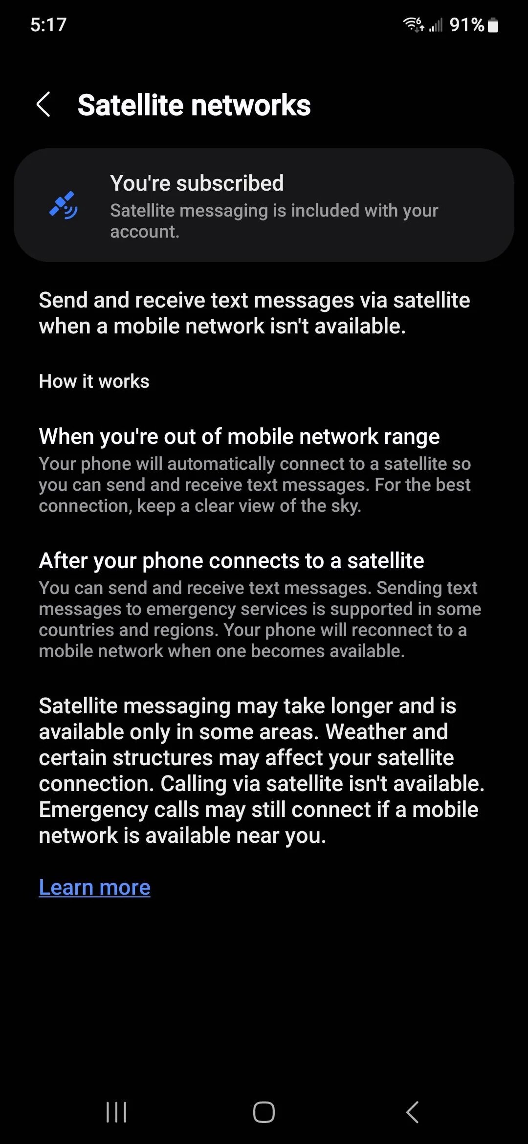 t mobile starlink satellite messaging Samsung phone