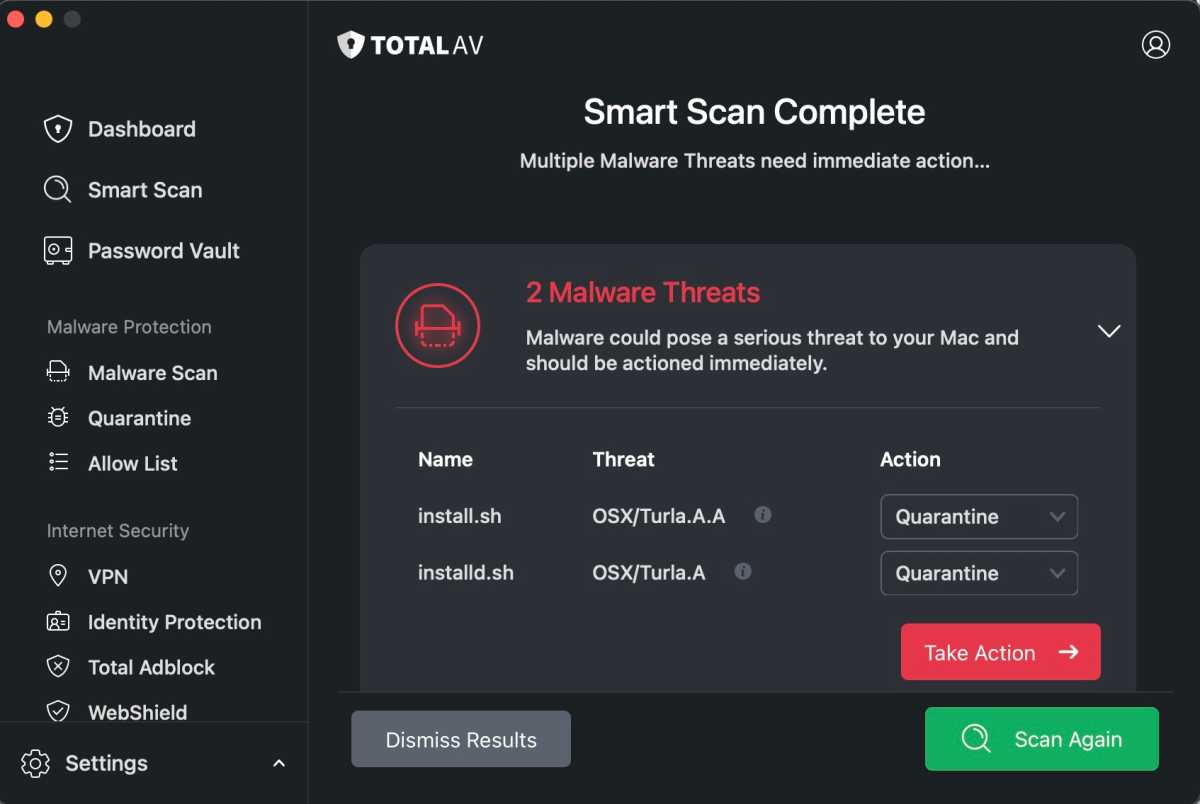 TotalAV4 TotalAV locating two additional instances of malware that it had a hard time removing