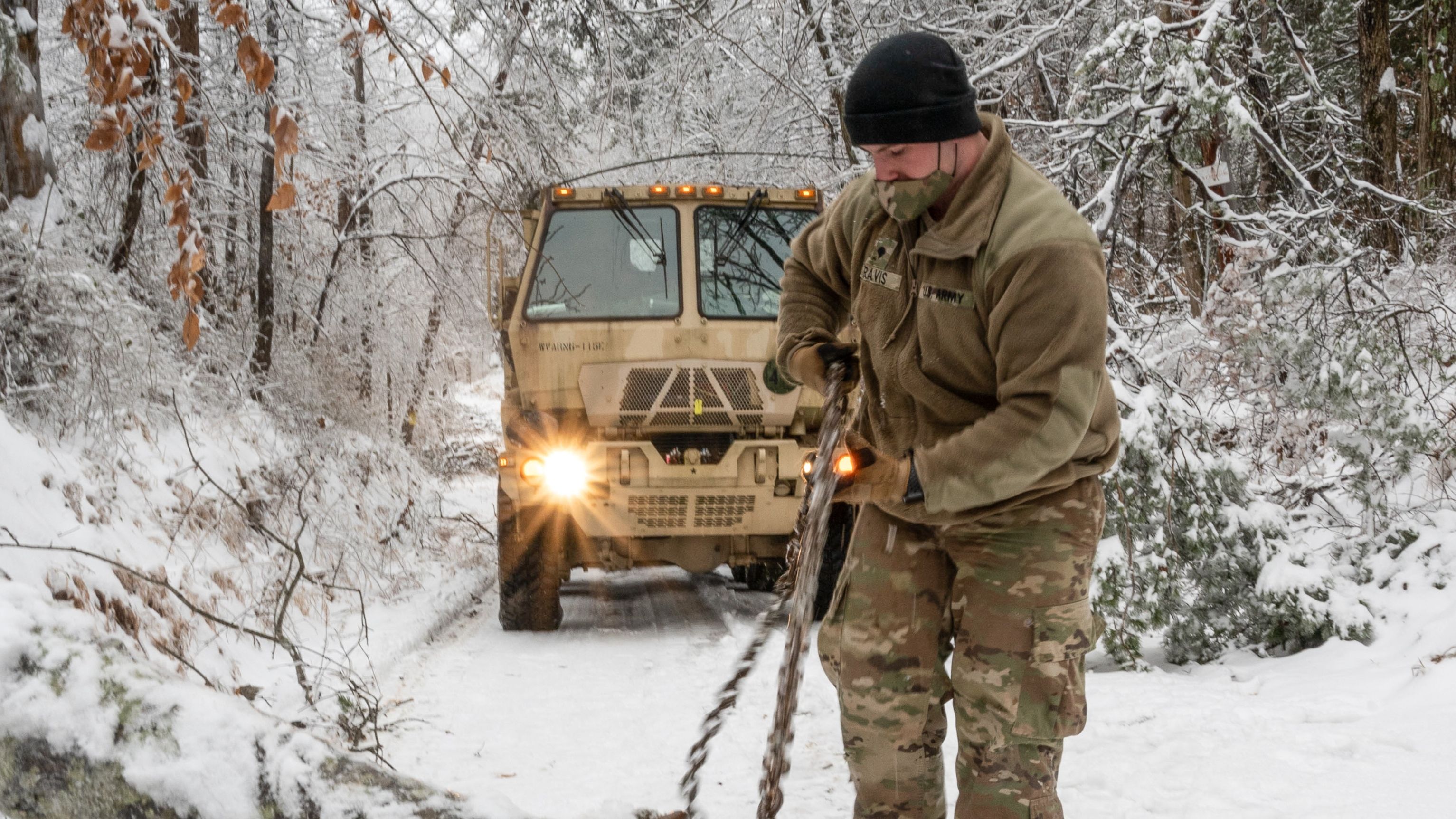 National Guard removing debris after snow storm in WV 2021