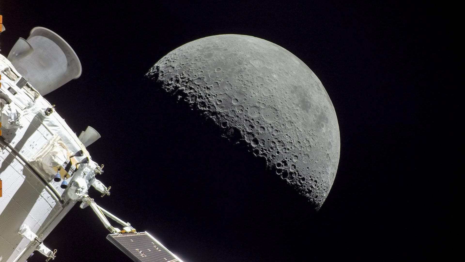 Orion spacecraft and the Moon