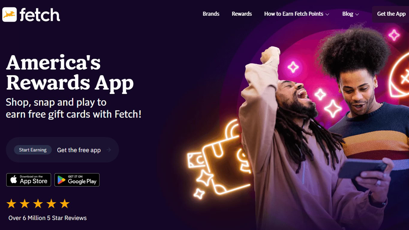 Fetch Money Saving App Homepage