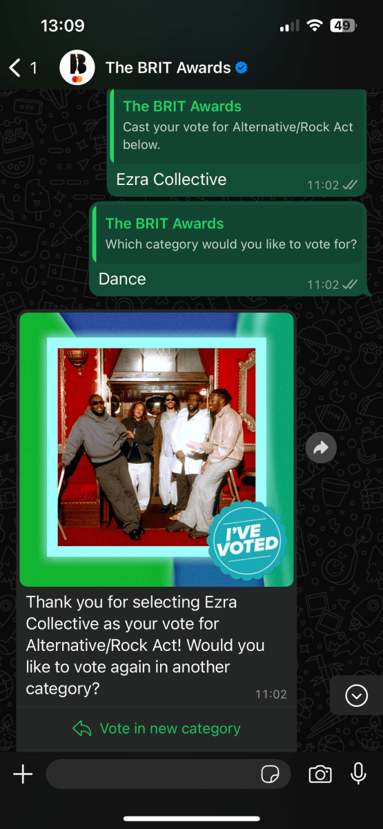 Cast your vote again - The Brit Awards 2025 screenshot