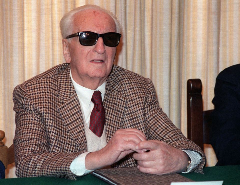 MARANELLO, ITALY: portrait of Enzo Ferrari dated 17 March 1987 in Maranello during a press conference. Enzo Ferrari died 14 August 1988. (Photo credit should read DANIEL JANIN/AFP/Getty Images)