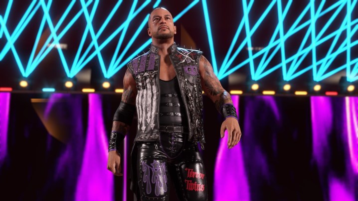 Damian Priest walks down an entrance ramp in WWE 2K25.