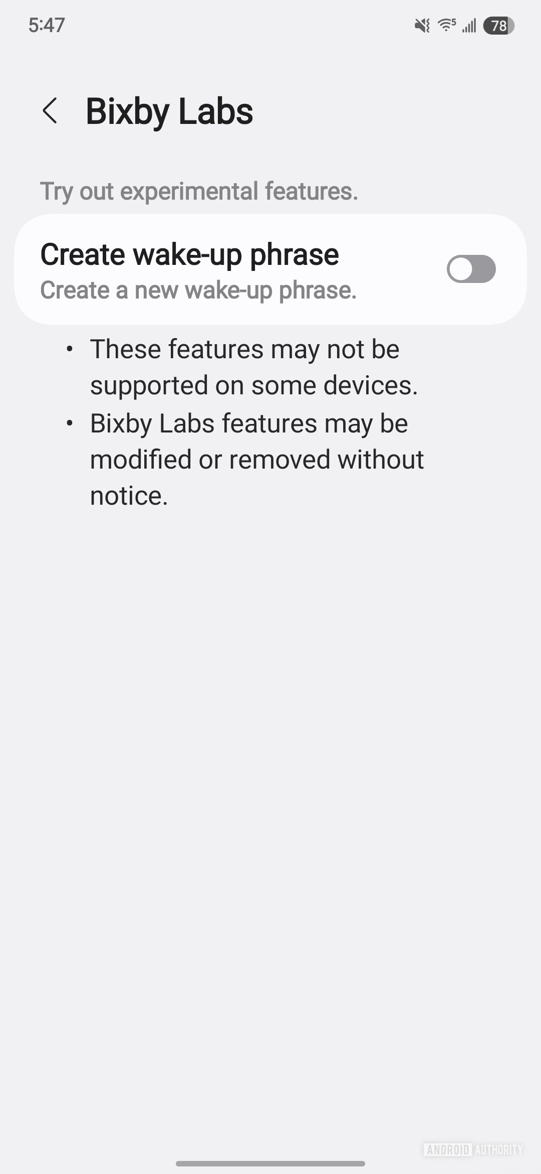 Bixby Labs settings on Galaxy S25