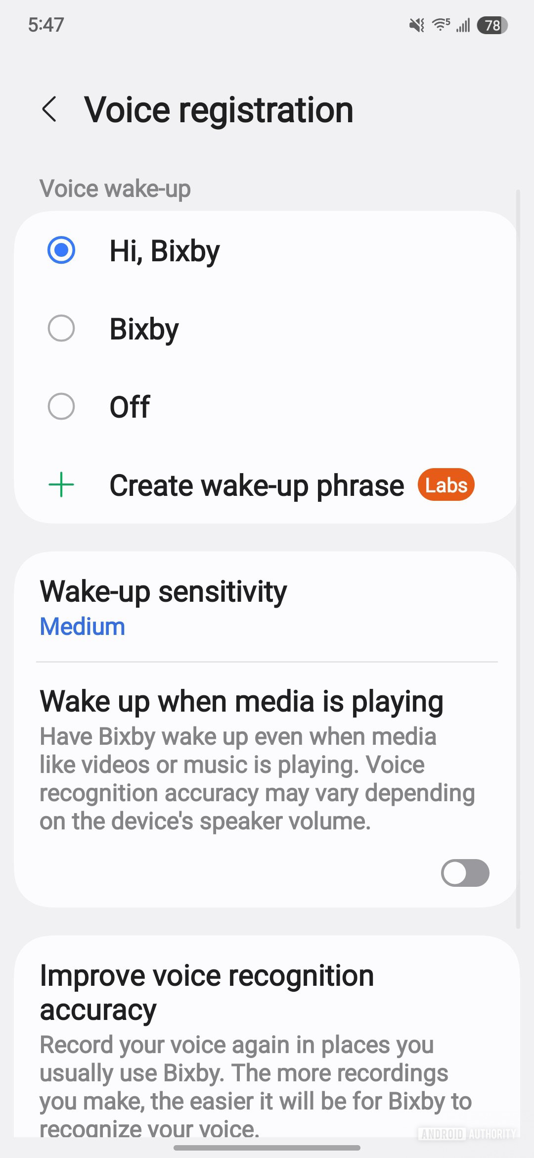 Create wakeup phrase setting for Bixby