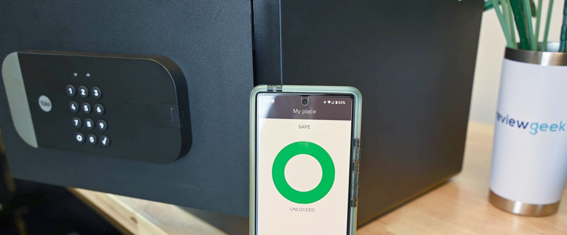 The Yale Access app showing that the Yale Smart Safe with Wifi is unlocked.