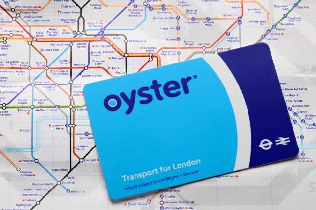 Oyster travel card on tube map