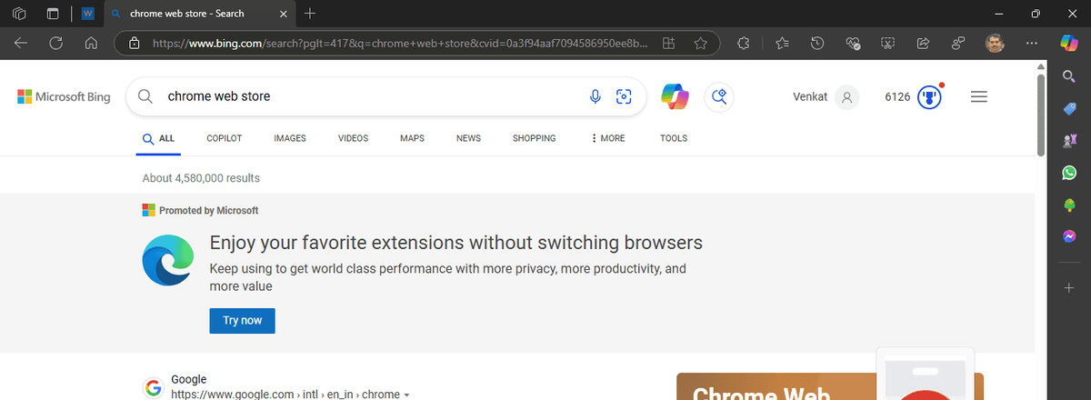 Edge extensions pop up