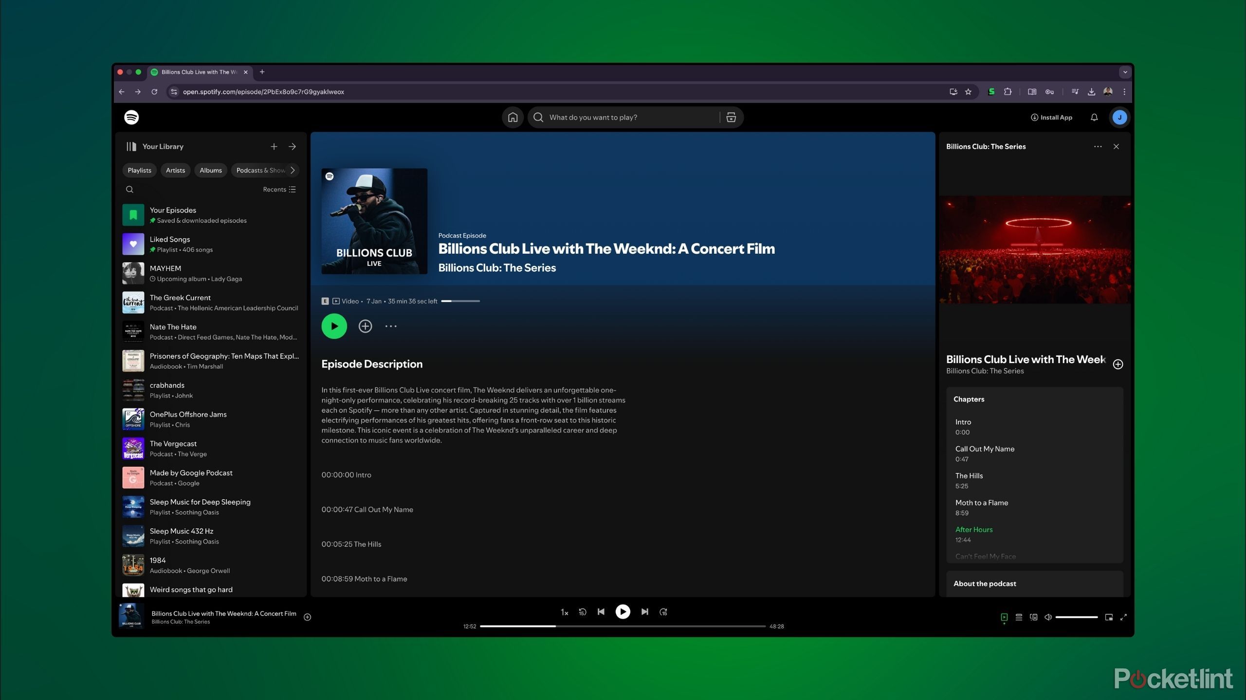 The Weeknd Spotify concert streaming screenshot