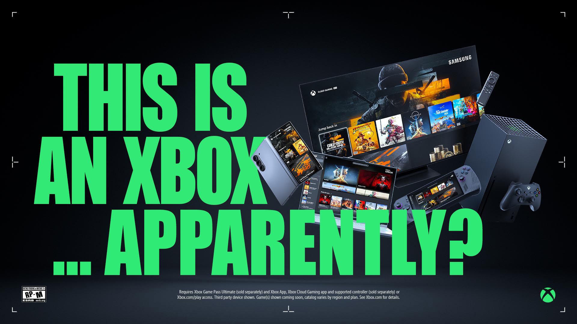 Microsoft's "This is an Xbox" ad campaign with "apparently" attached to it in parody.