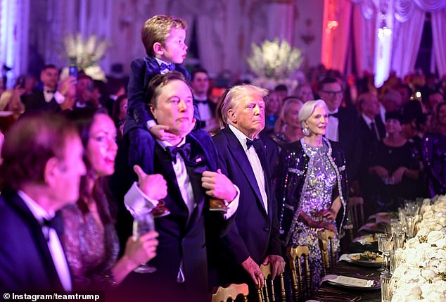 Elon Musk and his son attend dinner at Mar-a-Lago with President-elect Donald Trump