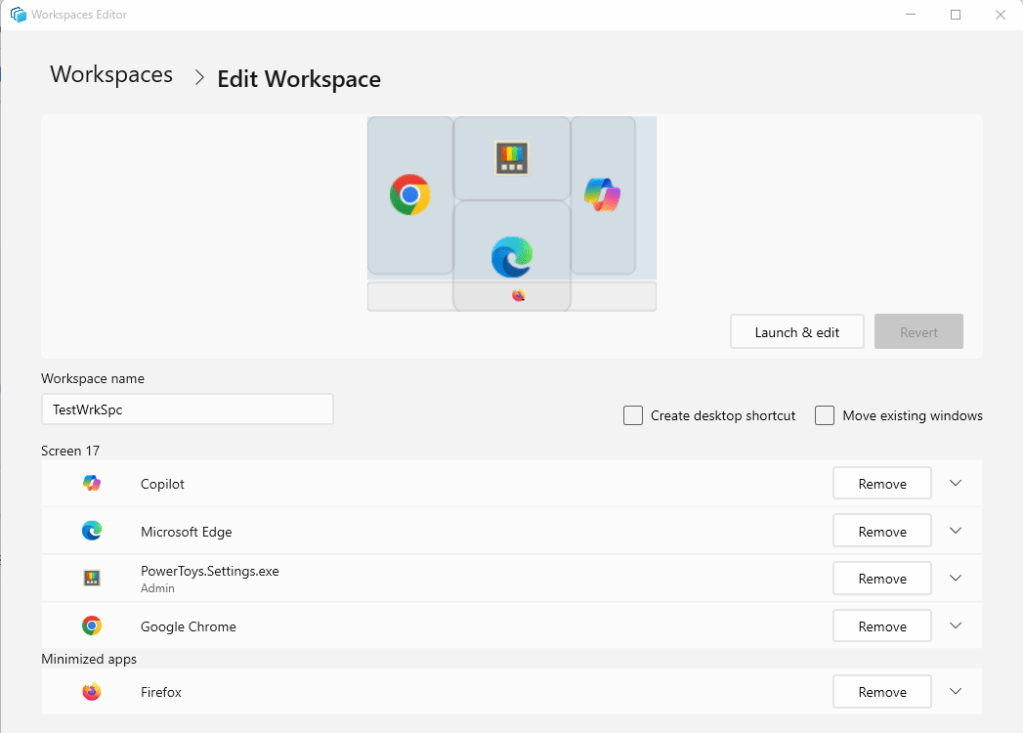 setting up a workspace in workspaces powertoy