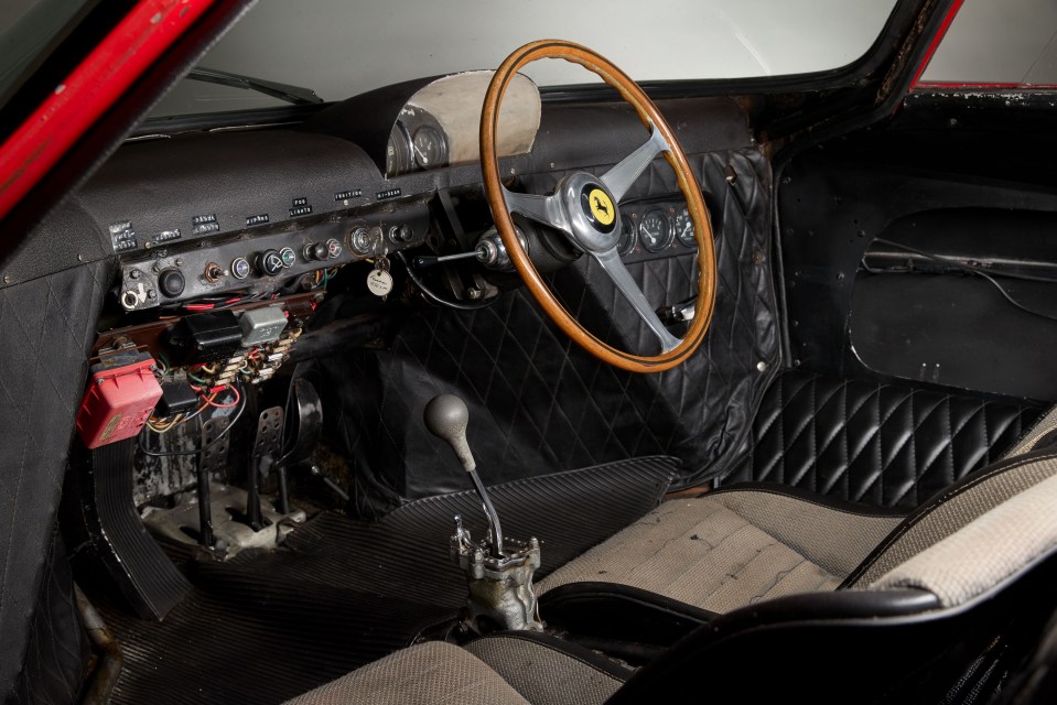 Interior of a 1965 Ferrari 250 LM race car.