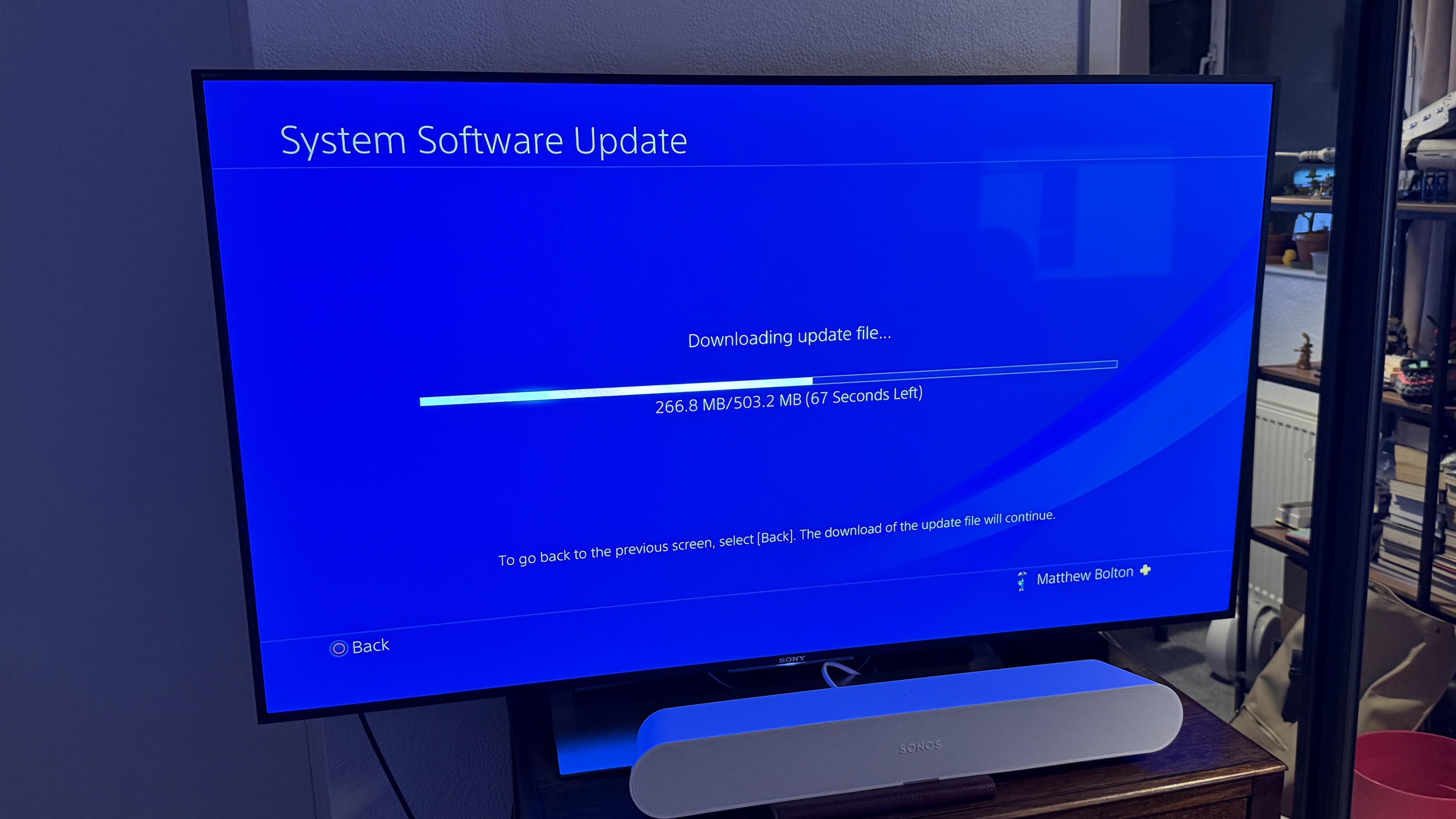 The update screen of a PS4 Pro