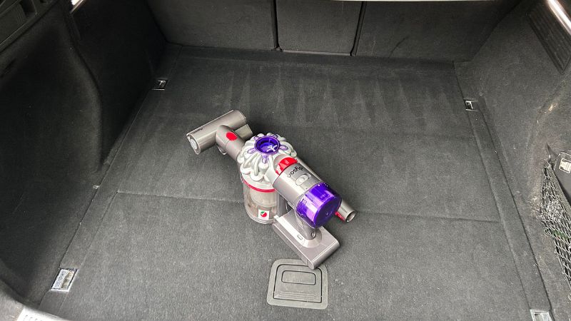 Dyson Car+Boat in a spotless car boot, after cleaning