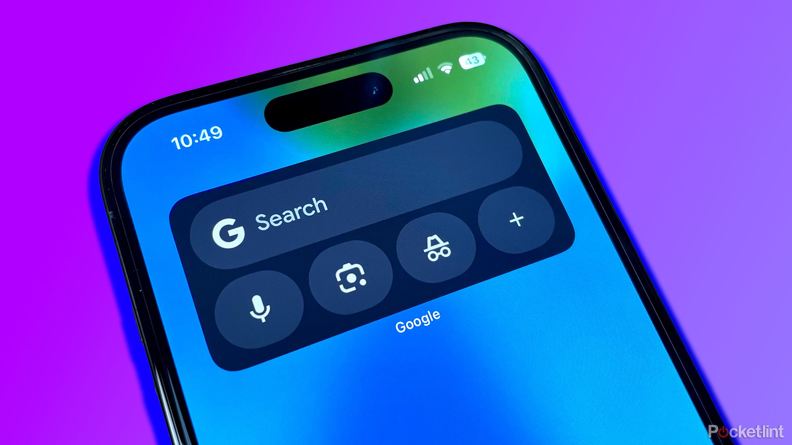 Google search widget on iPhone 14