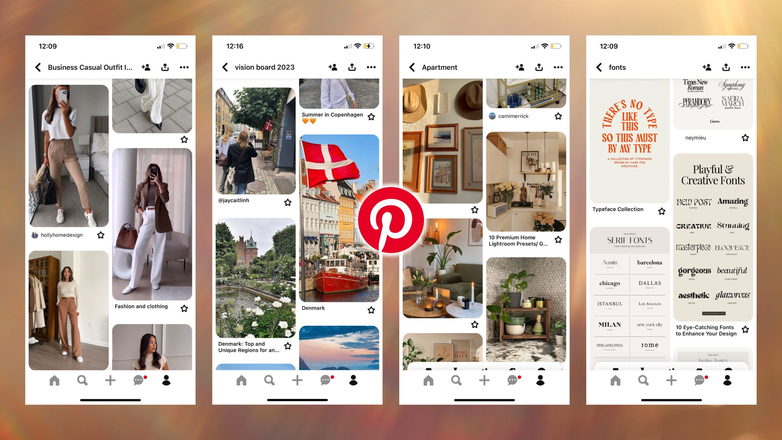 Instagram and Pinterest screenshots side by side.