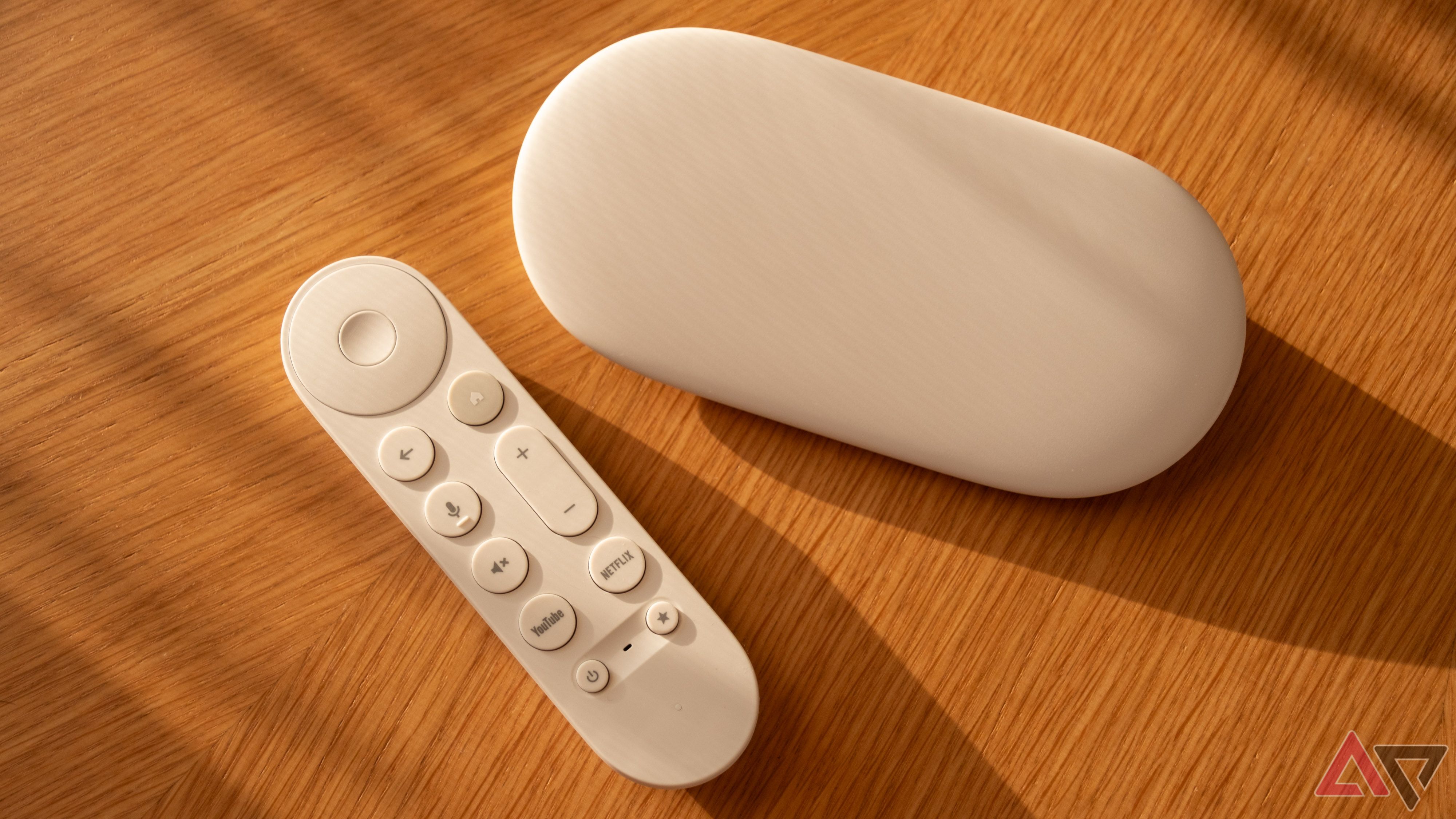 The Google TV Streamer with its remote.